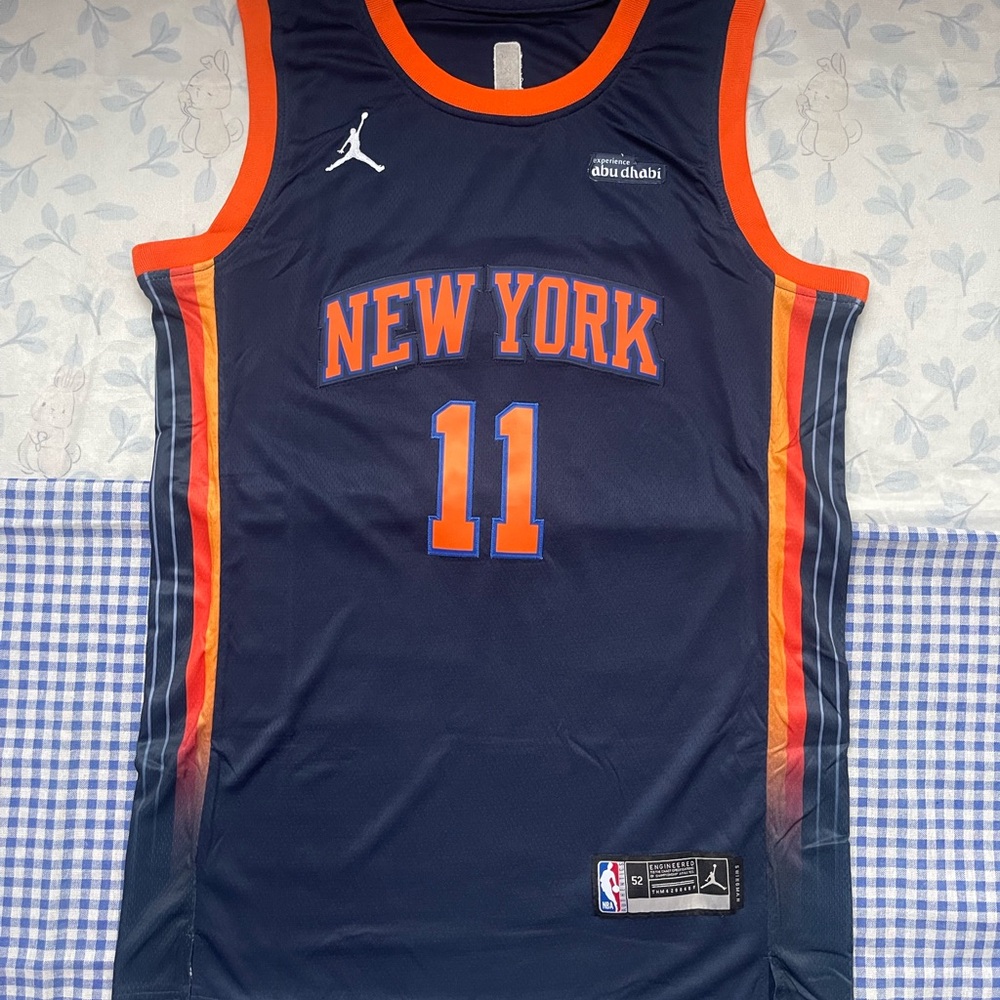 Jordan Navy and Orange New York #11 Basketball Jersey